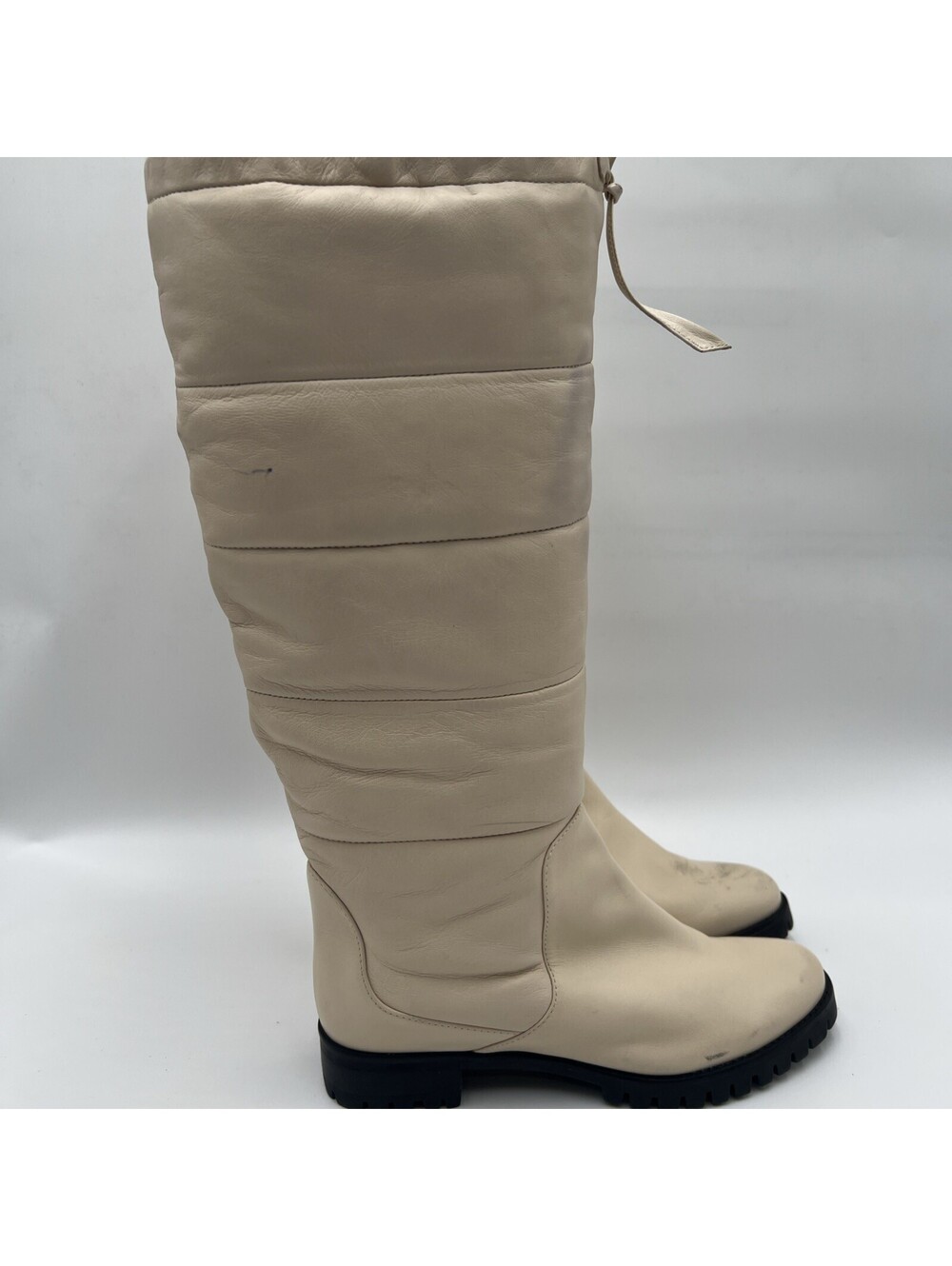 Alexandre Birman Clarita Puff waterproof nappa leather boots In Cream Size 35